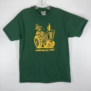 John Deere "Nothing Runs Like A Deere" Farmer Green Tractor Tshirt